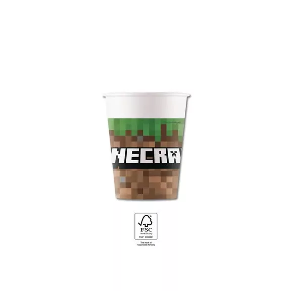 Minecraft Green papír pohár 8 db-os 200 ml FSC