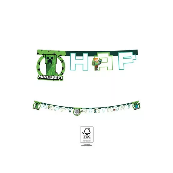 Minecraft Green Happy Birthday felirat FSC 2 m Minecraft Green Happy Birthday felirat FSC 2 m