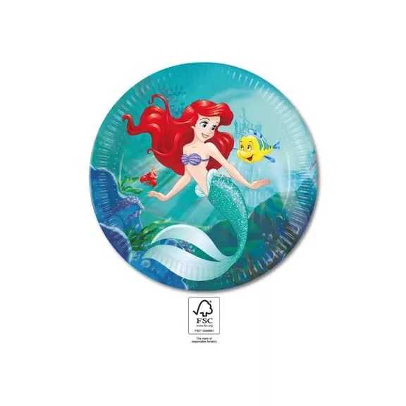 Disney Hercegnők Ariel Curious papírtányér 8 db-os 23 cm FSC