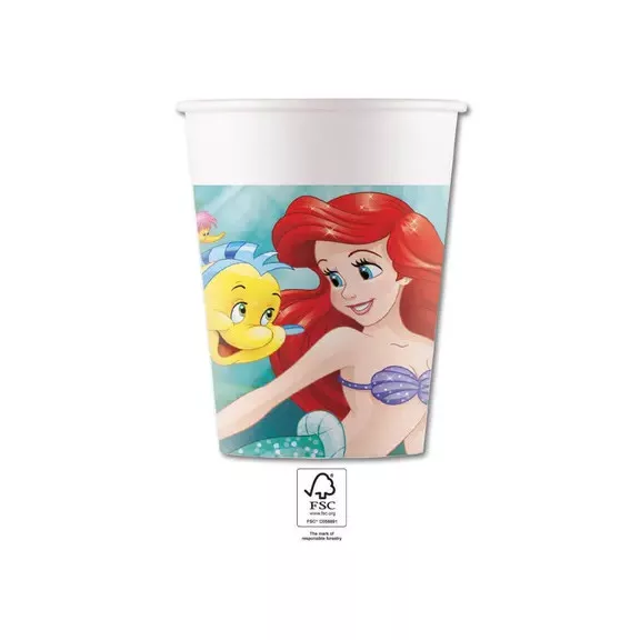 Disney Hercegnők Ariel Curious papír pohár 8 db-os 200 ml FSC