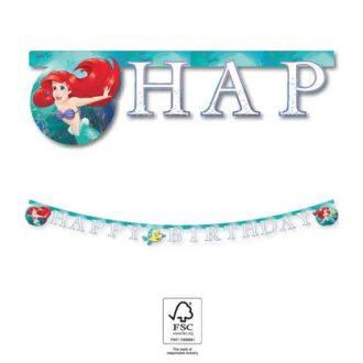   Disney Hercegnők, Ariel Curious Happy Birthday felirat FSC 2 m