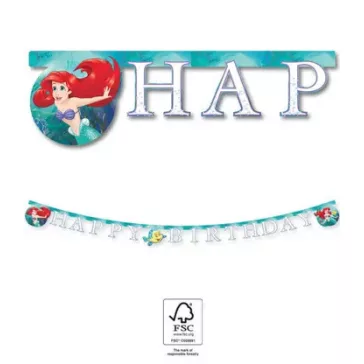   Disney Hercegnők, Ariel Curious Happy Birthday felirat FSC 2 m