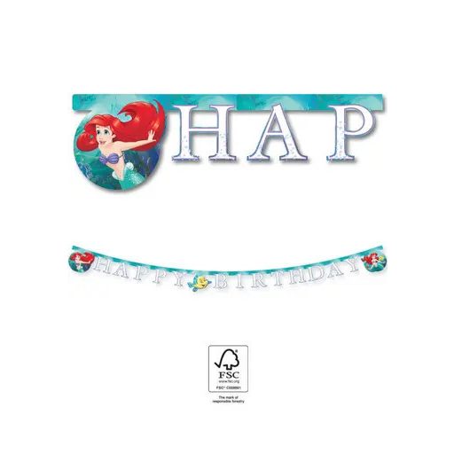 Disney Hercegnők, Ariel Curious Happy Birthday felirat FSC 2 m
