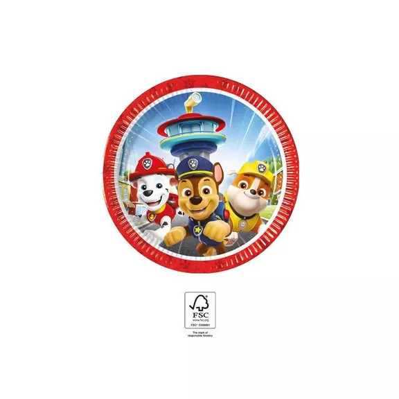 Mancs Őrjárat Rescue Heroes papírtányér 8 db-os 20 cm FSC