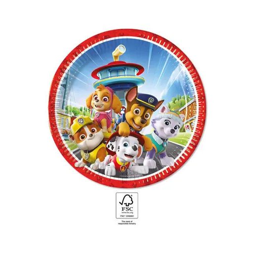 Mancs Őrjárat Rescue Heroes papírtányér 8 db-os 23 cm FSC