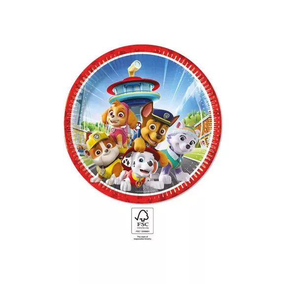Mancs Őrjárat Rescue Heroes papírtányér 8 db-os 23 cm FSC