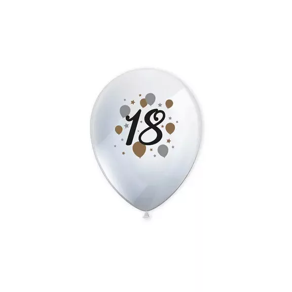 Happy Birthday 18 Milestone léggömb, lufi 6 db-os 11 inch (27,5 cm) Happy Birthday 18 Milestone léggömb, lufi 6 db-os 11 inch (27,5 cm)