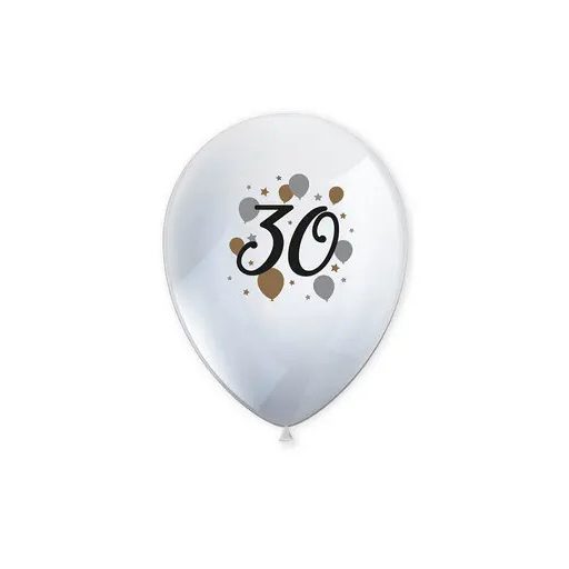 Happy Birthday 30 Milestone léggömb, lufi 6 db-os 11 inch (27,5 cm)