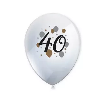   Happy Birthday 40 Milestone léggömb, lufi 6 db-os 11 inch (27,5 cm)