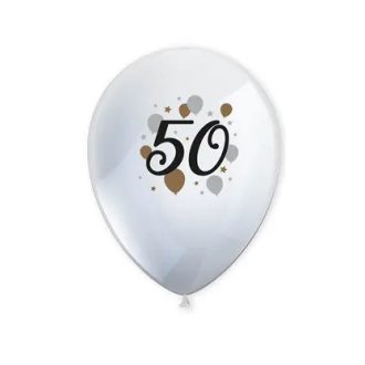   Happy Birthday 50 Milestone léggömb, lufi 6 db-os 11 inch (27,5 cm)