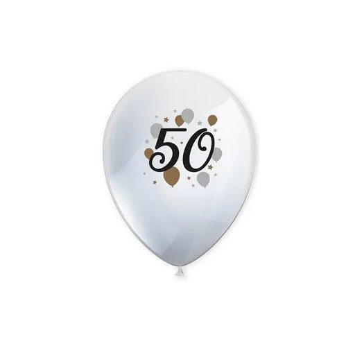 Happy Birthday 50 Milestone léggömb, lufi 6 db-os 11 inch (27,5 cm)