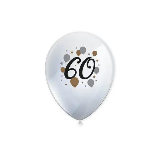 Happy Birthday 60 Milestone léggömb, lufi 6 db-os 11 inch (27,5 cm)