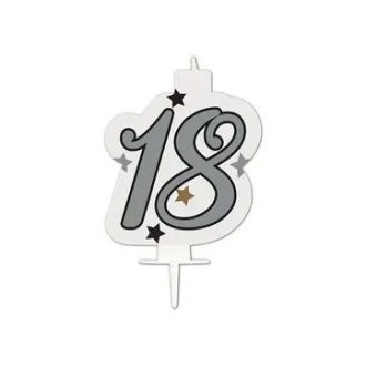   Happy Birthday Silver Milestone tortagyertya, számgyertya 18-as