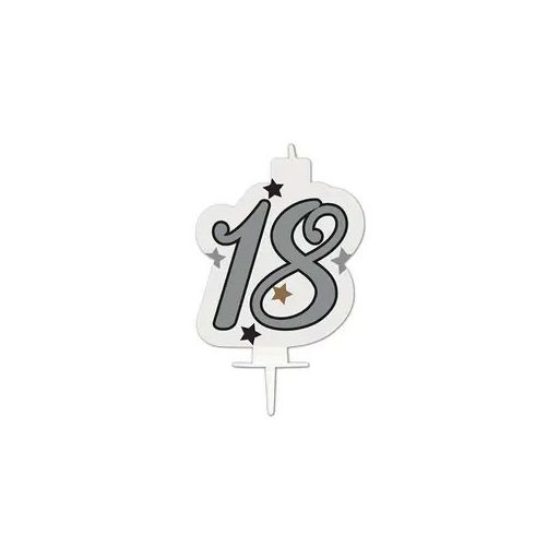 Happy Birthday Silver Milestone tortagyertya, számgyertya 18-as