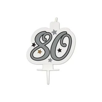   Happy Birthday Silver Milestone tortagyertya, számgyertya 80-as