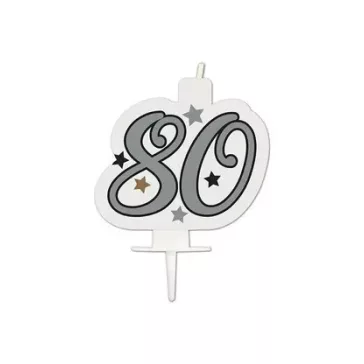   Happy Birthday Silver Milestone tortagyertya, számgyertya 80-as