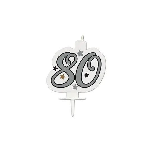 Happy Birthday Silver Milestone tortagyertya, számgyertya 80-as