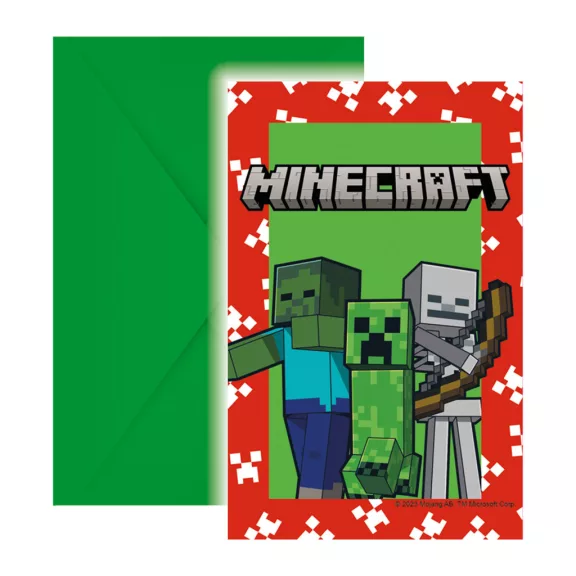 Minecraft Green party meghívó 6 db-os FSC Minecraft Green party meghívó 6 db-os FSC