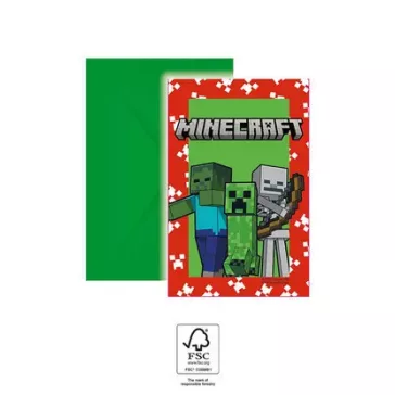 Minecraft Green party meghívó 6 db-os FSC