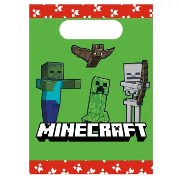   Minecraft Green papír ajándéktasak, ajándékzacskó 4 db-os