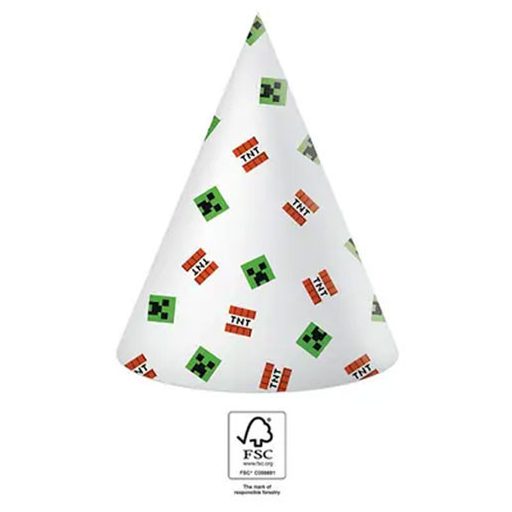 Minecraft Green parti kalap, csákó 6 db-os FSC