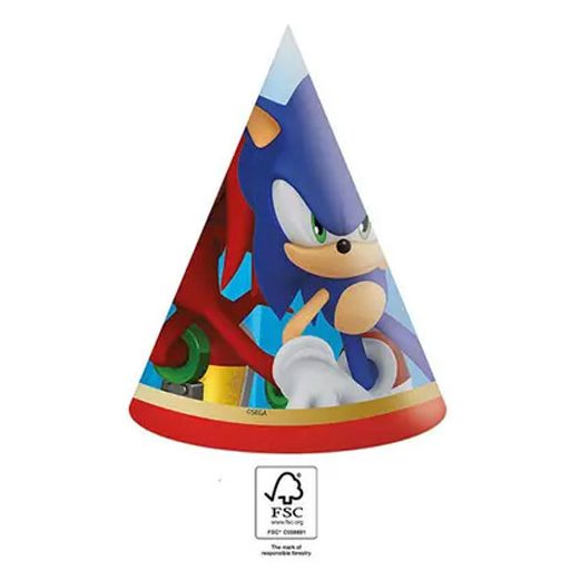 Sonic a sündisznó Sega parti kalap, csákó 6 db-os FSC
