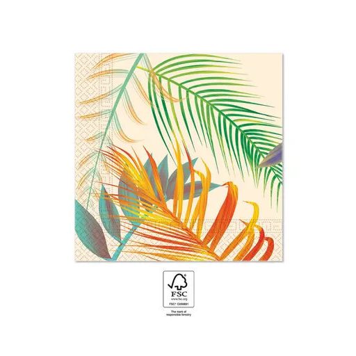 Levél Tropical Leaves szalvéta 20 db-os 33x33 cm FSC
