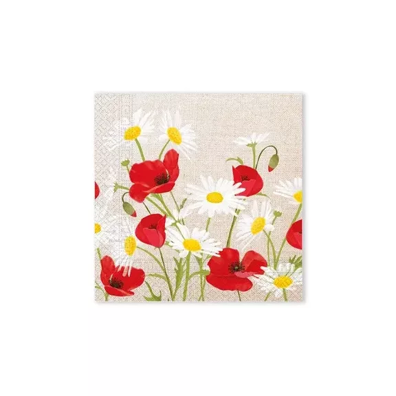 Virág Daisies Poppies szalvéta 20 db-os, 33x33 cm FSC Virág Daisies Poppies szalvéta 20 db-os, 33x33 cm FSC