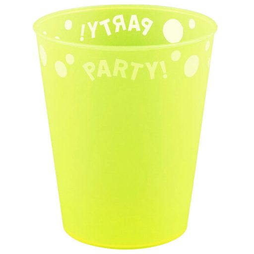 Yellow Fluorescent, Sárga micro prémium műanyag pohár 250 ml