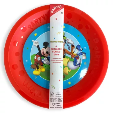   Disney Mickey Rock the House micro prémium műanyag lapostányér 4 db-os szett 21 cm