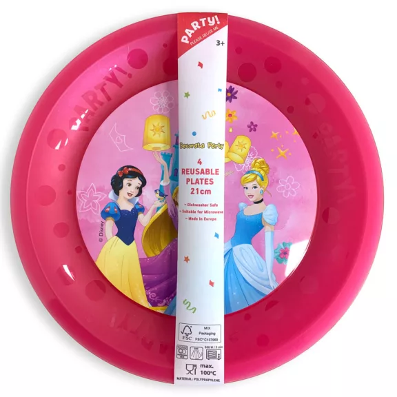 Disney Hercegnők Live Your Story micro prémium műanyag lapostányér 4 db-os szett 21 cm