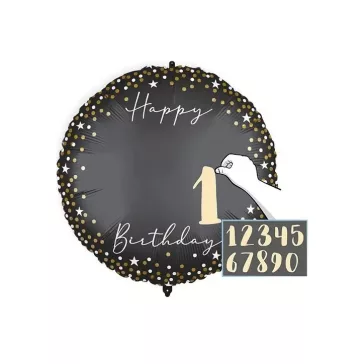   Happy Birthday Black Milestone fólia lufi 46 cm személyre szabható