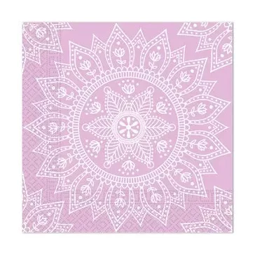 Mandala Purple White szalvéta 20 db-os, 33x33 cm FSC