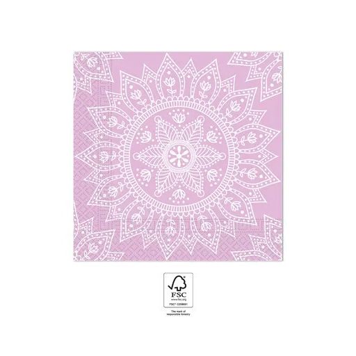 Mandala Purple White szalvéta 20 db-os, 33x33 cm FSC