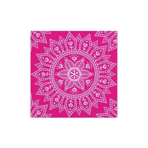 Mandala Fuchsia White szalvéta 20 db-os, 33x33 cm FSC