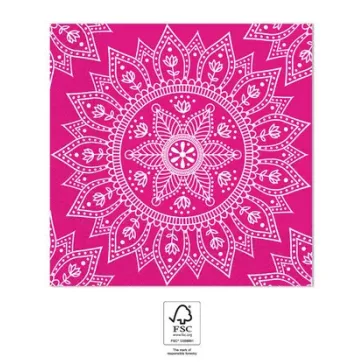 Mandala Fuchsia White szalvéta 20 db-os, 33x33 cm FSC