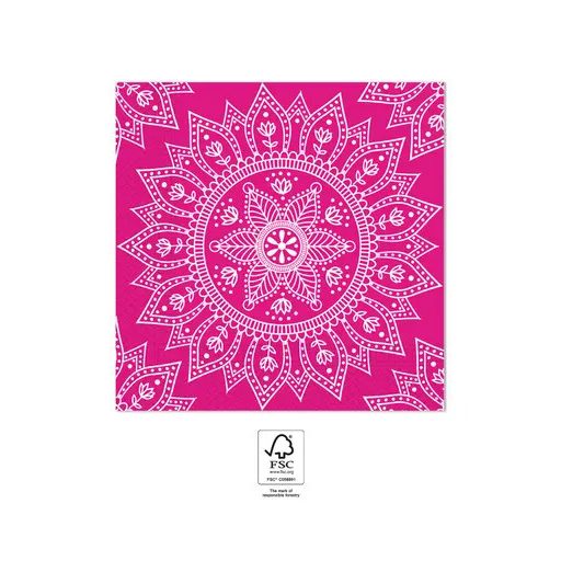 Mandala Fuchsia White szalvéta 20 db-os, 33x33 cm FSC