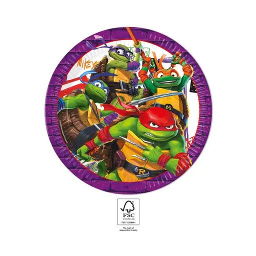 Tini Nindzsa Teknőcök Purple papírtányér 8 db-os 23 cm FSC