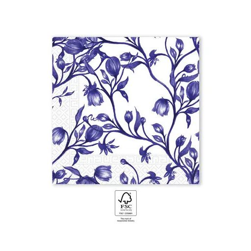 Virágos Blue Porcelain szalvéta 20 db-os 33x33 cm
