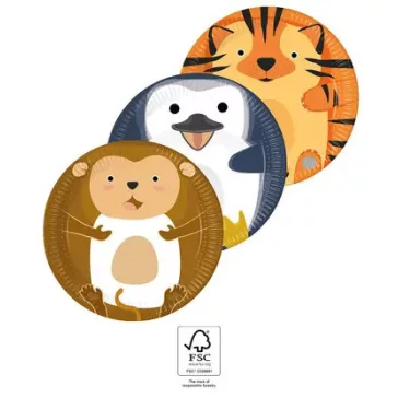 Állatos Zoo papírtányér 8 db-os 23 cm FSC