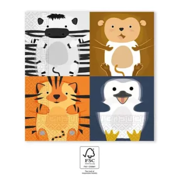 Állatos Zoo szalvéta 20 db-os 33x33 cm FSC