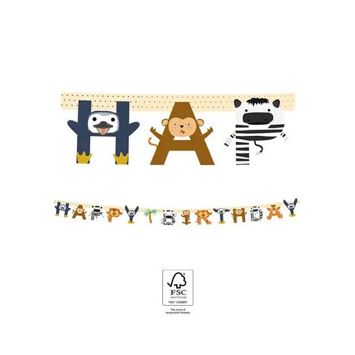 Állatos Zoo Happy Birthday felirat FSC 2 m