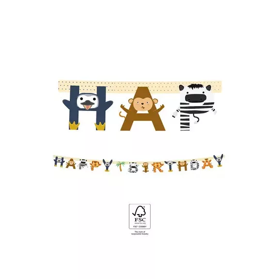 Állatos Zoo Happy Birthday felirat FSC 2 m