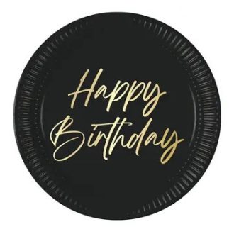 Happy Birthday Elegant papírtányér 8 db-os 23 cm FSC