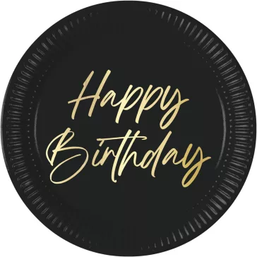 Happy Birthday Elegant papírtányér 8 db-os 23 cm FSC