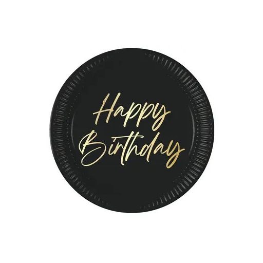 Happy Birthday Elegant papírtányér 8 db-os 23 cm FSC