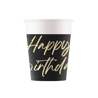 Happy Birthday Elegant papír pohár 8 db-os 200 ml FSC