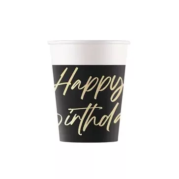 Happy Birthday Elegant papír pohár 8 db-os 200 ml FSC