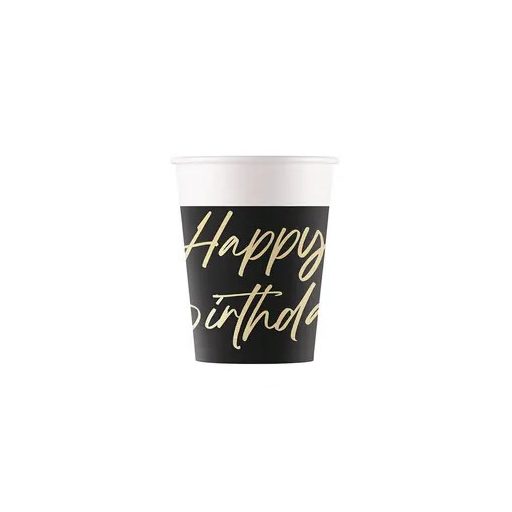Happy Birthday Elegant papír pohár 8 db-os 200 ml FSC