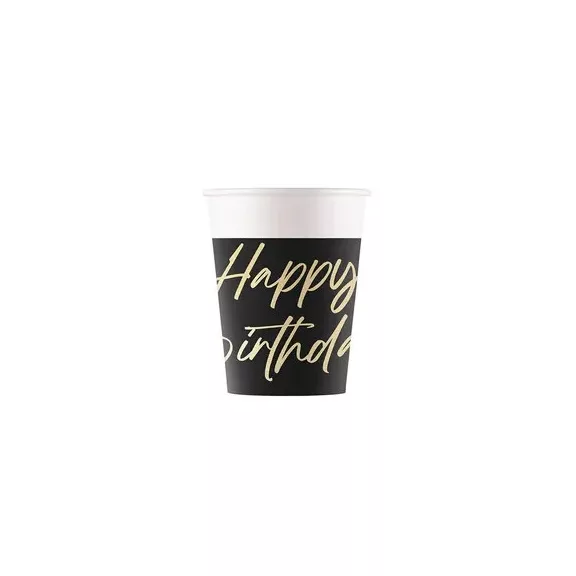 Happy Birthday Elegant papír pohár 8 db-os 200 ml FSC Happy Birthday Elegant papír pohár 8 db-os 200 ml FSC